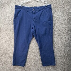 St Johns Bay Girlfriend Chino Pants Navy Blue Women 18 Petite Cotton Stretch